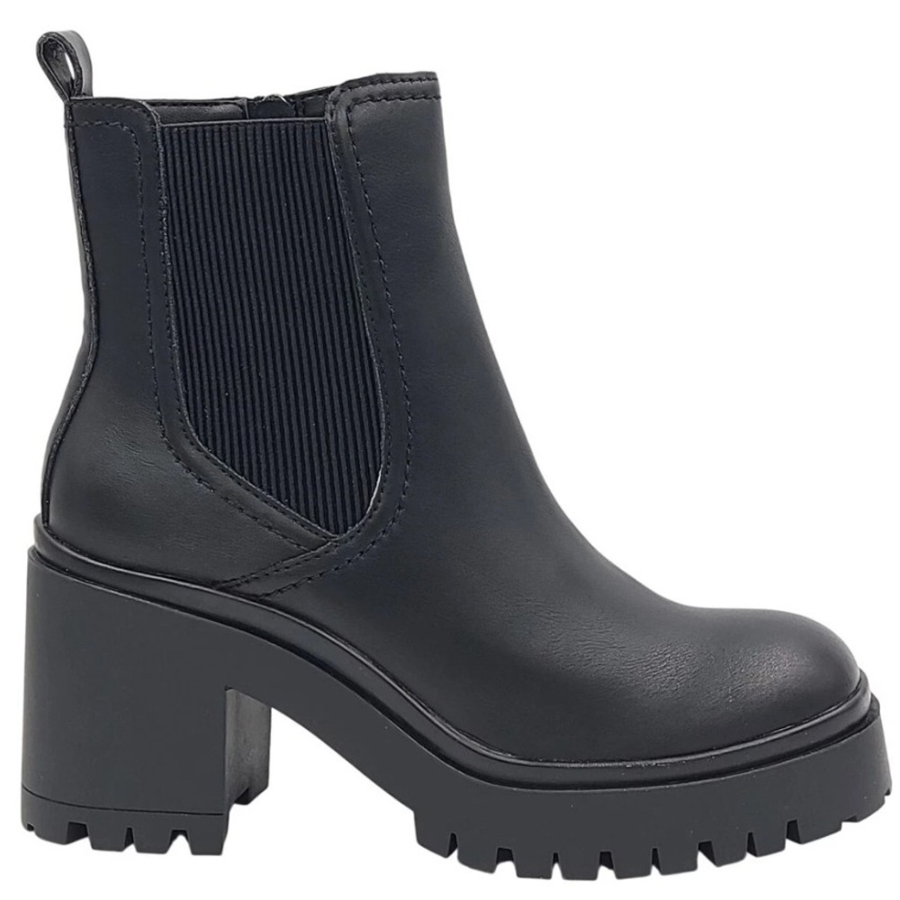 Aqua College Waterproof Black Leather Chelsea Lug Sole Ankle Boots Size 10M NEW